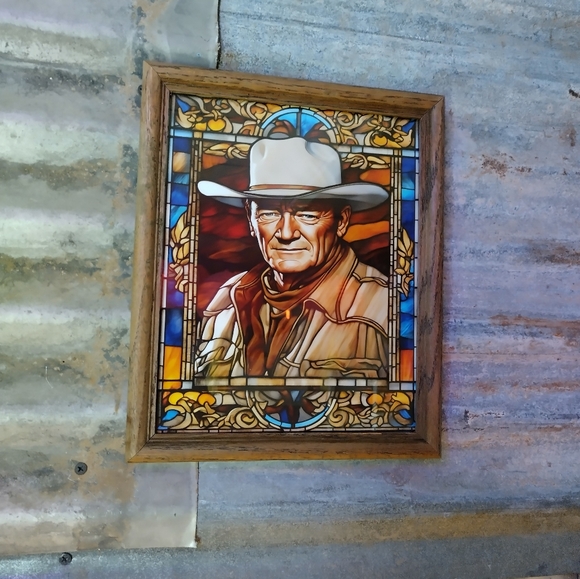 Other - John Wayne Stained Glass Style Framed Art Print By Neon Nicho